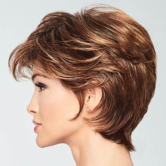 Gabor Red Layered Wig with Feathered Texture - Picture 4 of 6